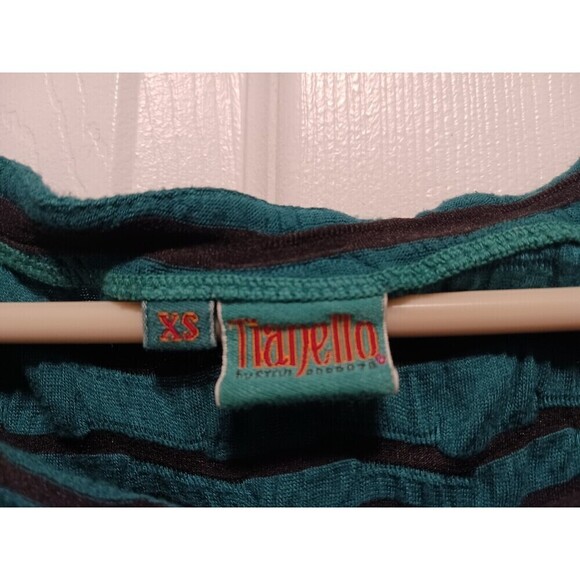 Tianello Tunic Top Knit Striped Jacquard 3/4 Sleeve Green Size XS - Picture 3 of 4